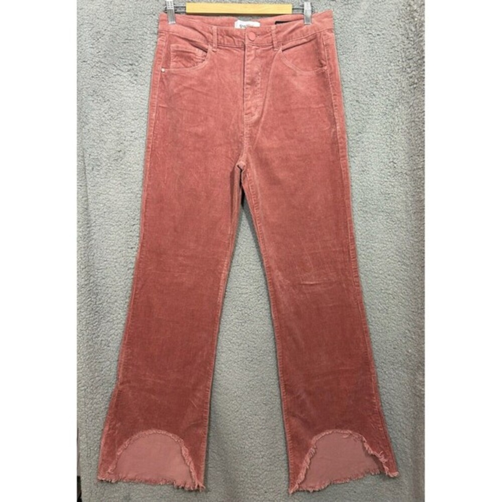 Graffiti Size 13 Flared Women Corduroy Pants Junior Stretch Five Pockets Raw Hem